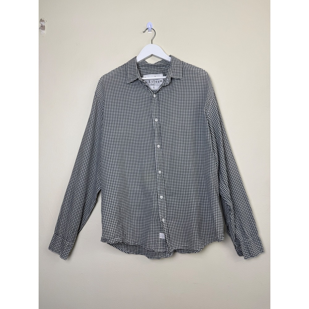 Frank & Eileen Paul Mens Gingham Check Button Down Shirt Size L Preppy Luxury